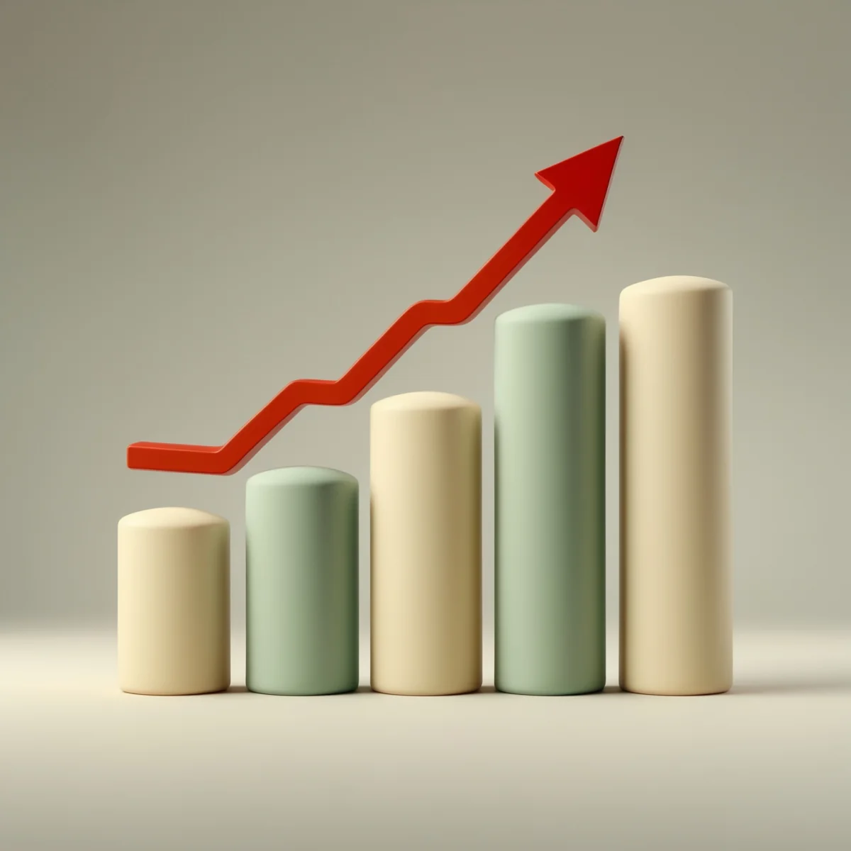 A clay uptrend chart representing business growth and retention metrics