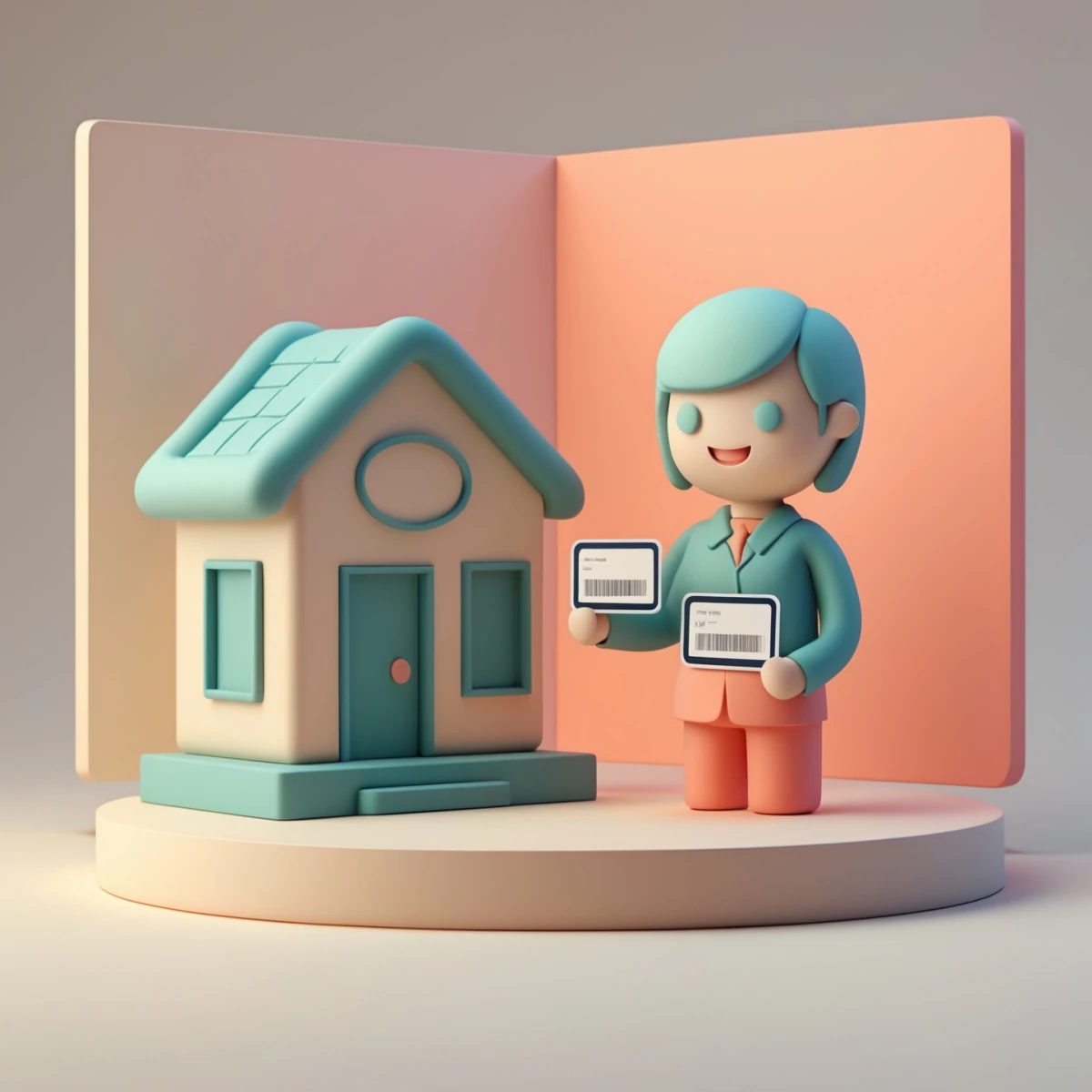 Clay model of house and person