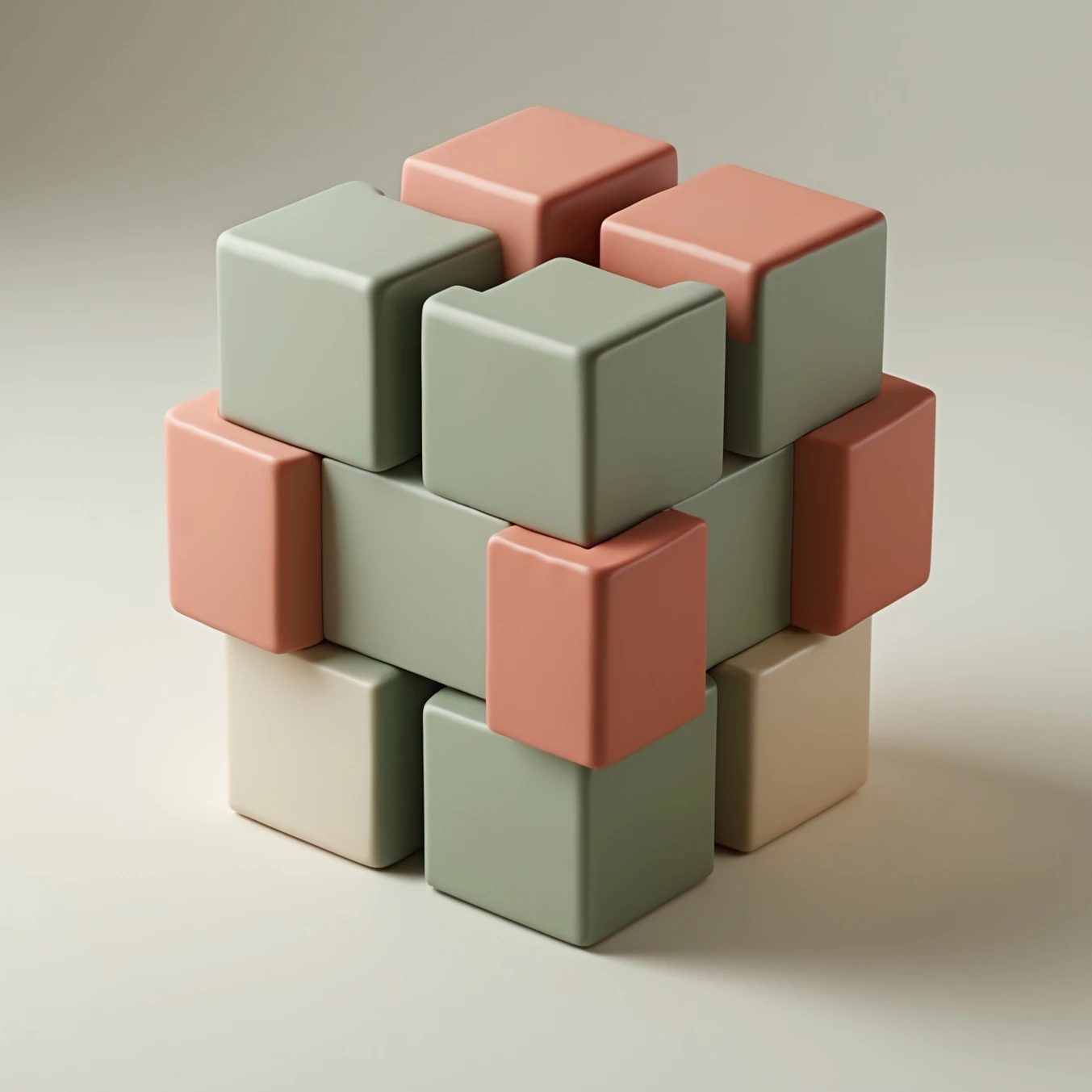 Plastic cube of interlocking pieces