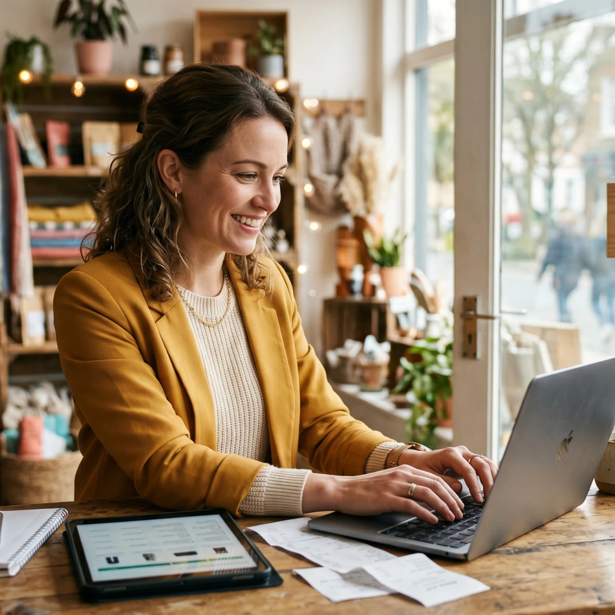 Small business owner applying for an EIN on a laptop