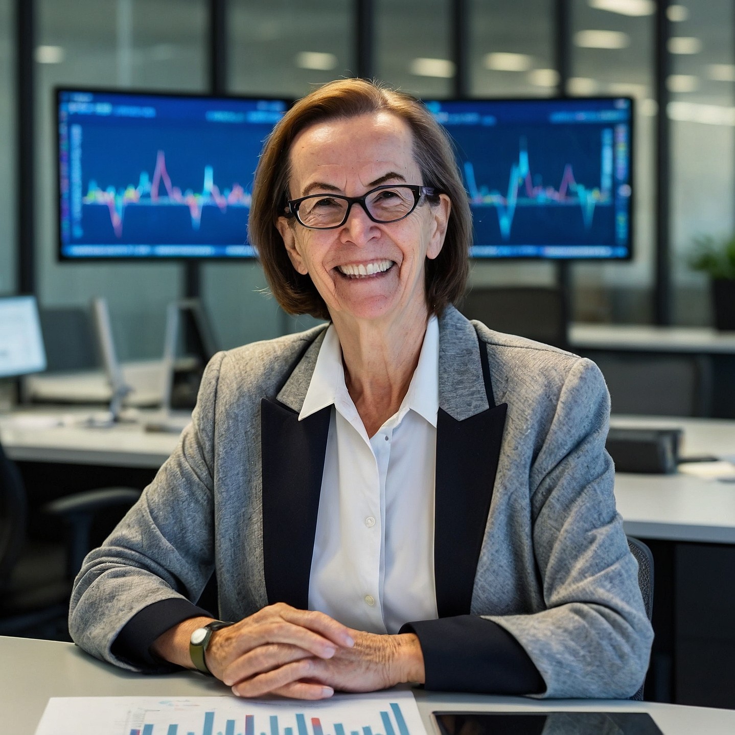 Female data analyst reviewing workers' compensation statistics and BLS benchmark reports