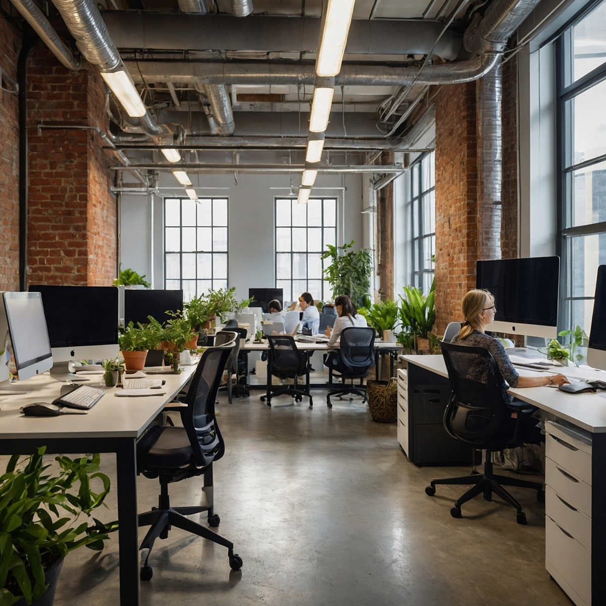 Interior of a thriving startup that uses a PEO for HR and compliance support
