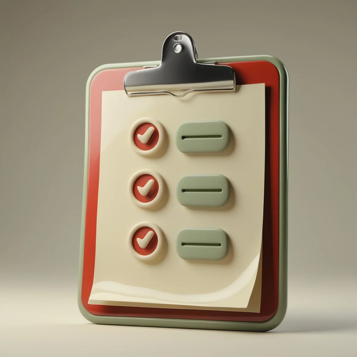 A clay clipboard representing an employee leasing compliance and vetting checklist