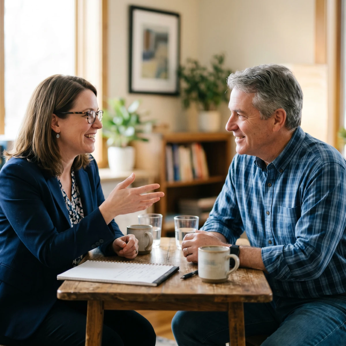 Advisor answering parental leave questions for a small business owner
