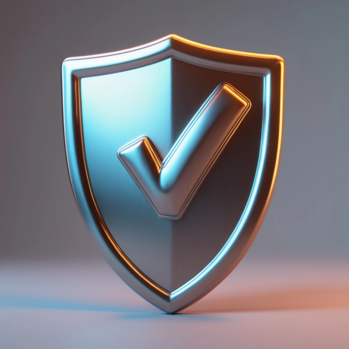 Metal shield with checkmark icon
