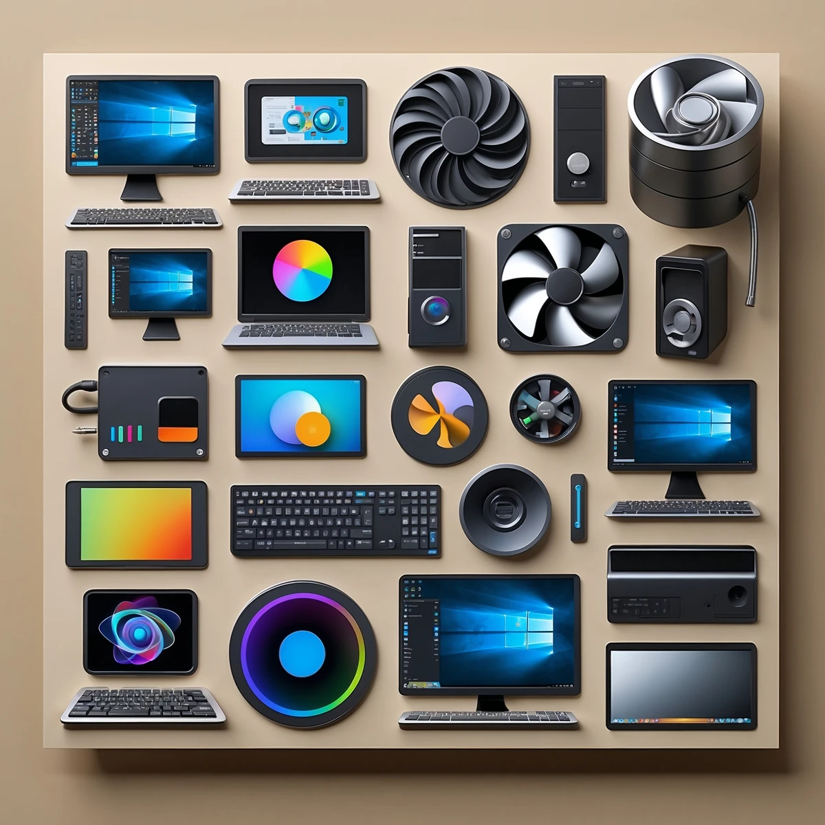 Technology icons representing the digital platforms that power modern PEO operations