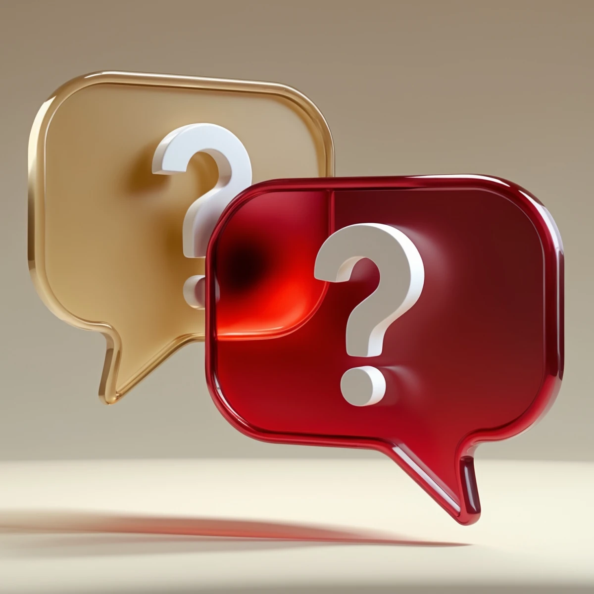 FAQ glass icon with two question marks