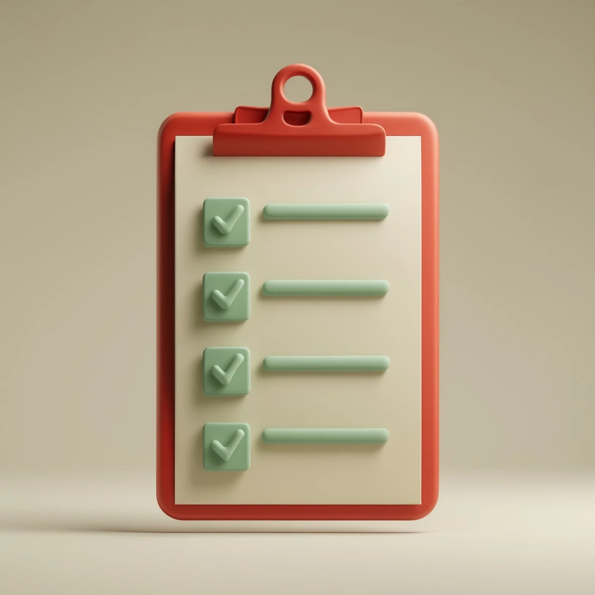 A clay clipboard representing a small business challenge self-assessment checklist
