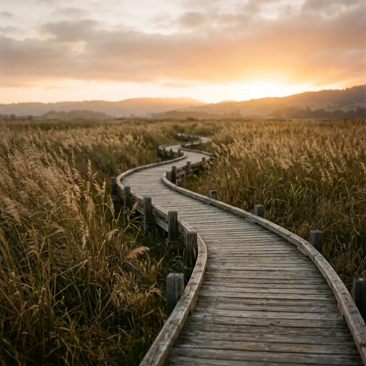 A winding path representing the lifecycle of a goal