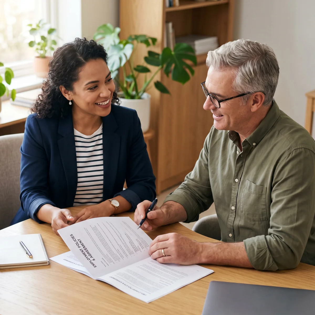 An advisor explaining goal frameworks to a business owner
