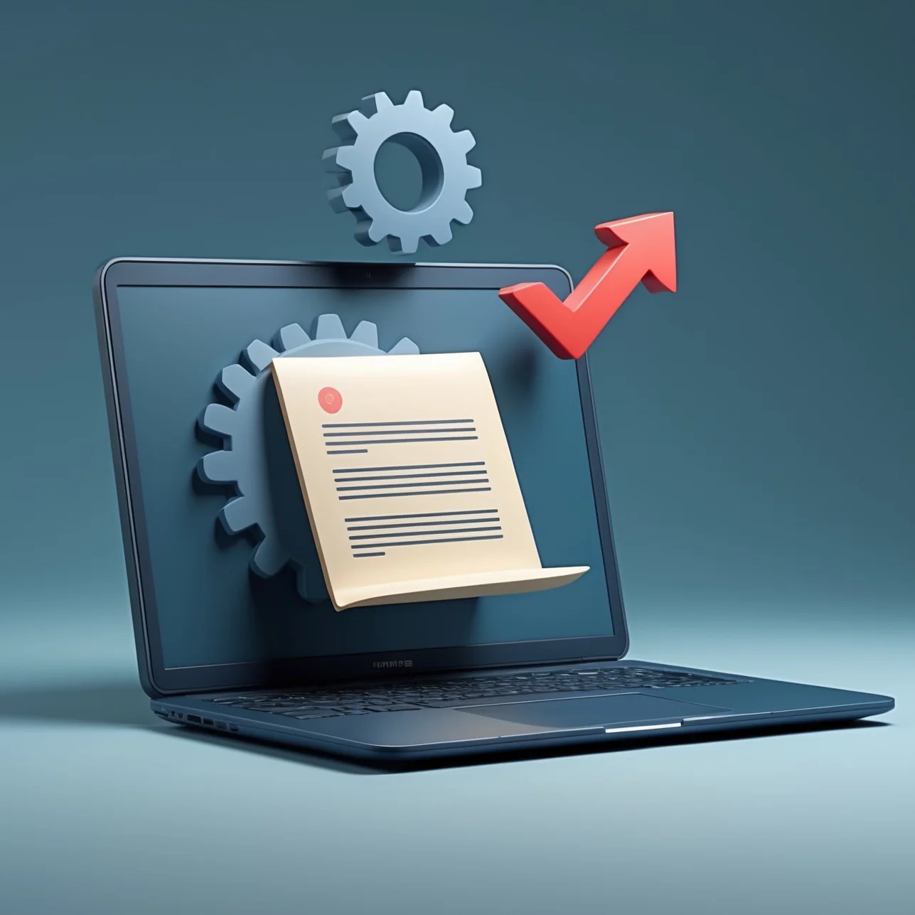 Laptop with gears icon