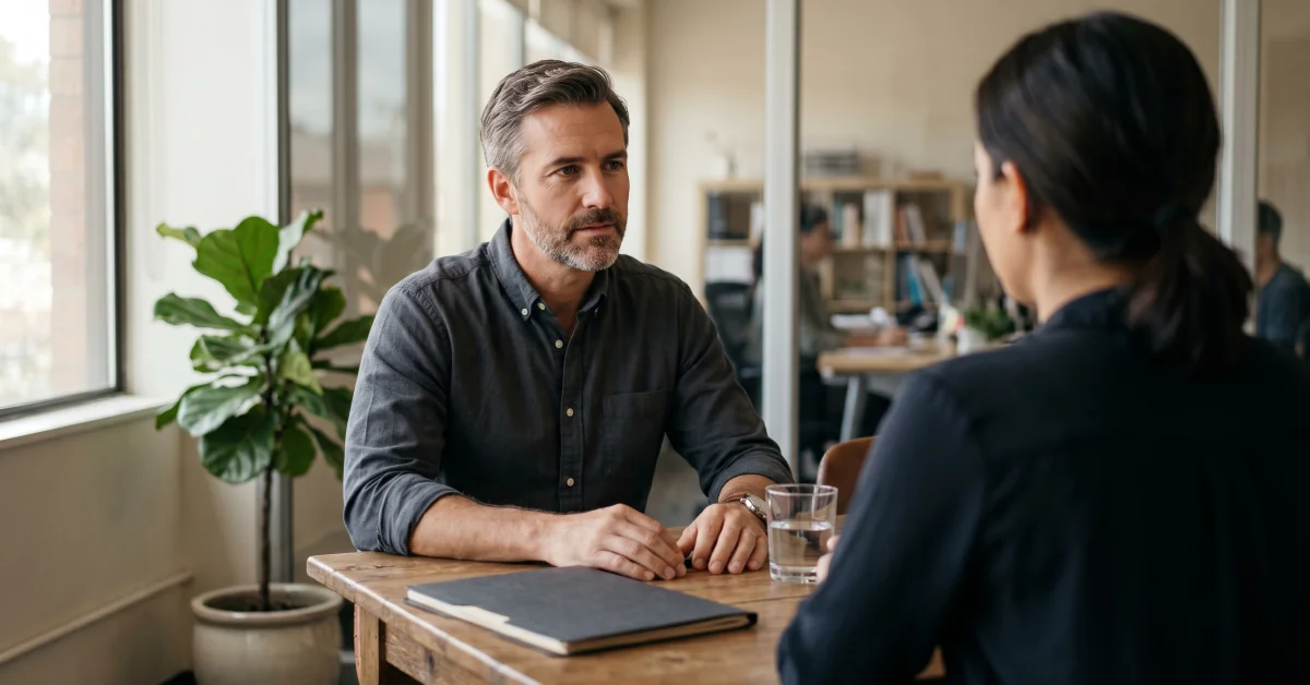 Manager and employee in a difficult termination conversation