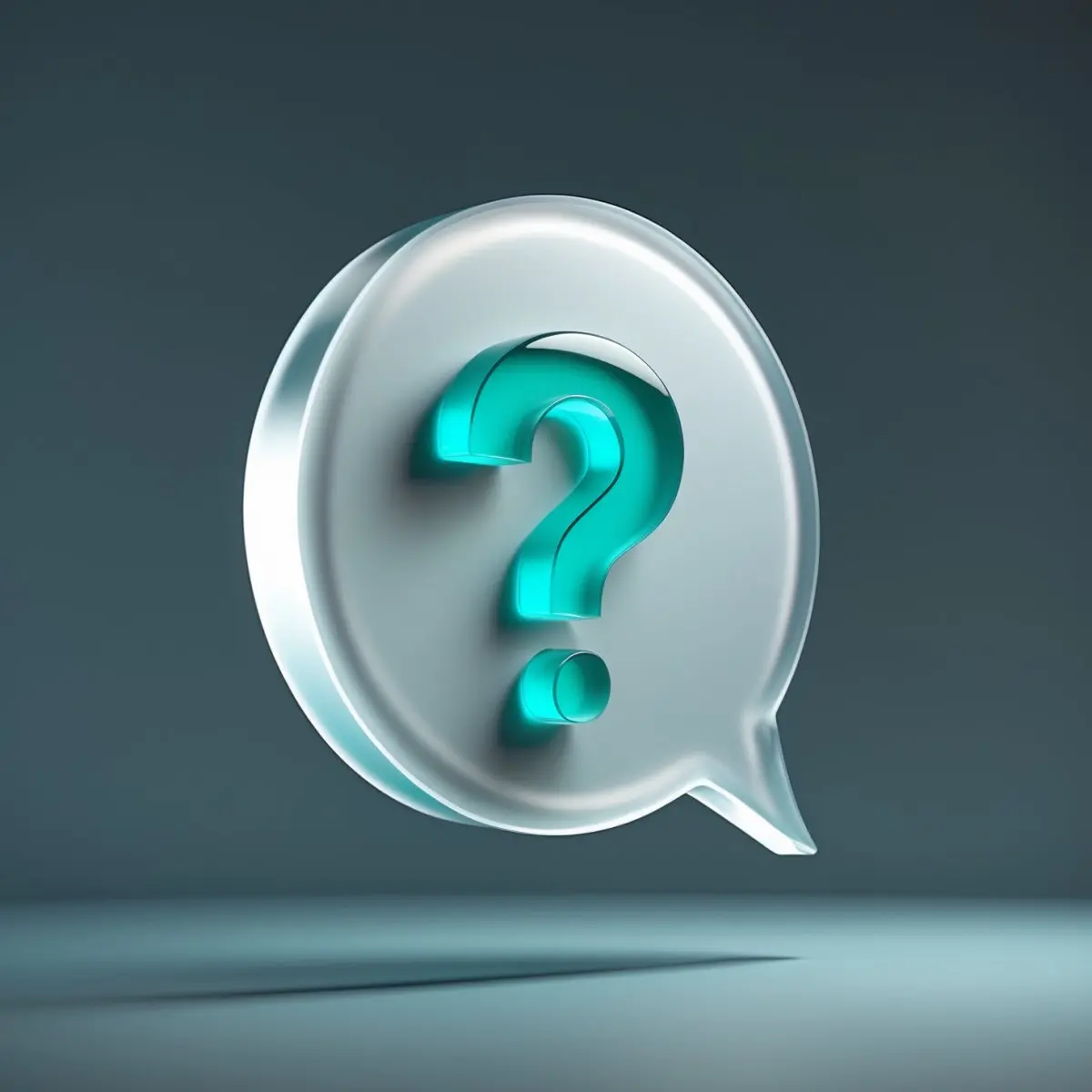FAQ glass icon with question mark