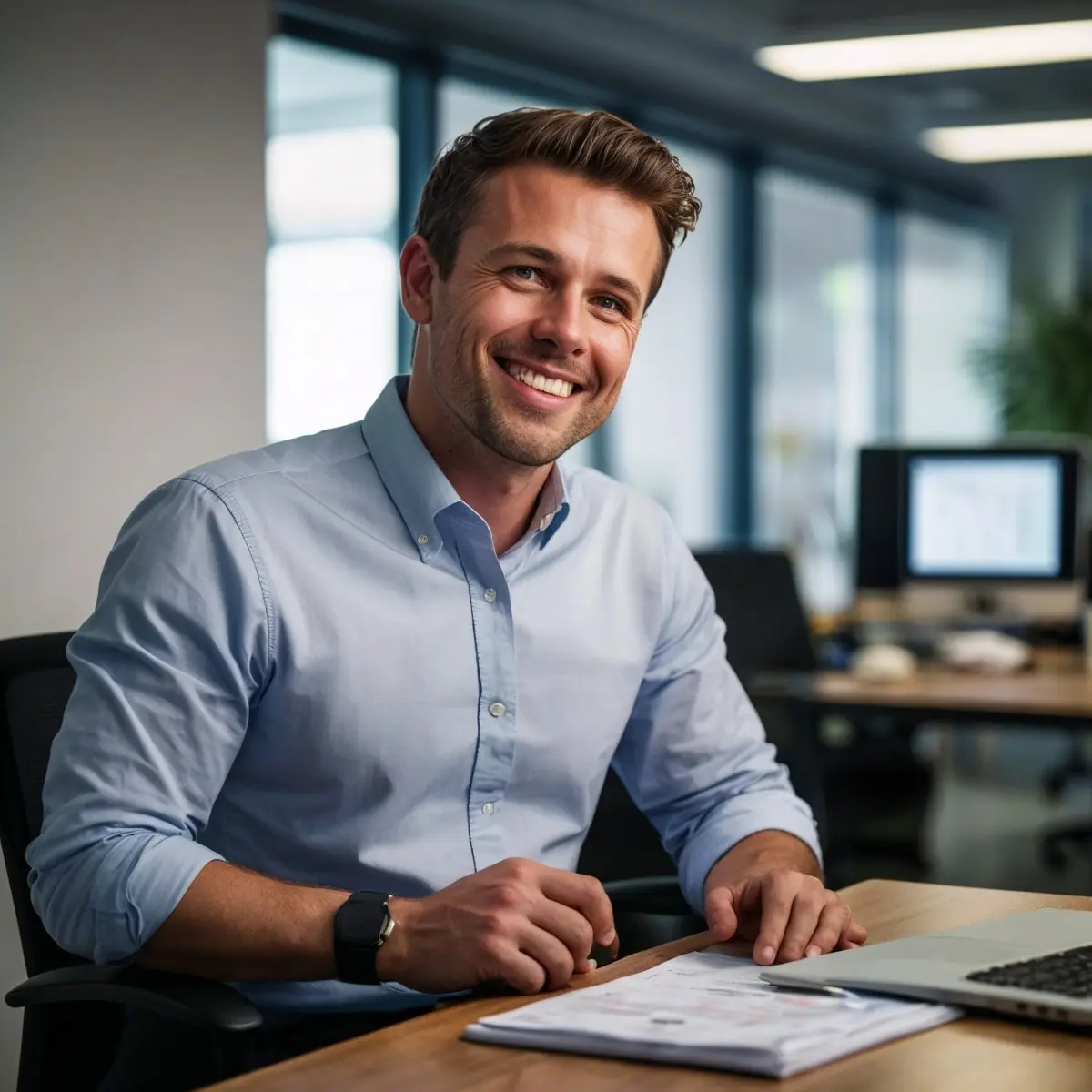 HR professional reviewing employee vacation paperwork and PTO records at a desk