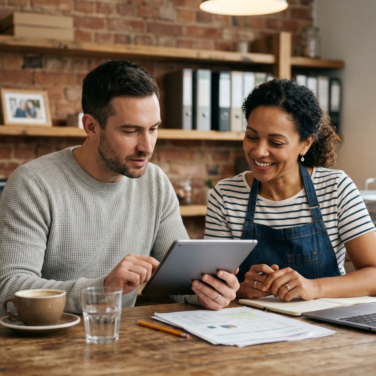 HR manager reviewing an employee leasing agreement with a small-business owner